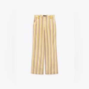 Zara Striped Linen Wide Leg Pants